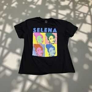 Selena Pop Art Graphic T Shirt Black Official Merchandise Tee Women's XL
